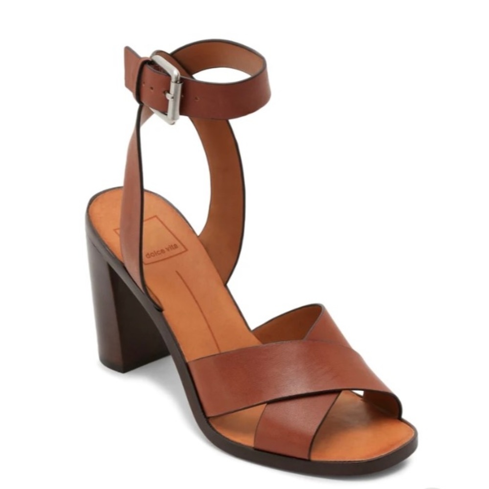 DOLCE VITA
Womens Brown Crisscross Straps Nala Block Heel Leather Sandals